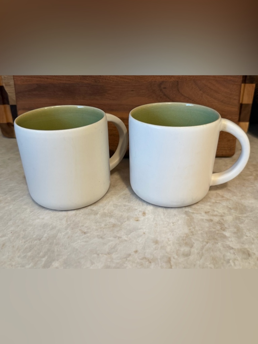 Jars Cantine for Williams Sonoma France white w/Green glaze  set of two RARE
